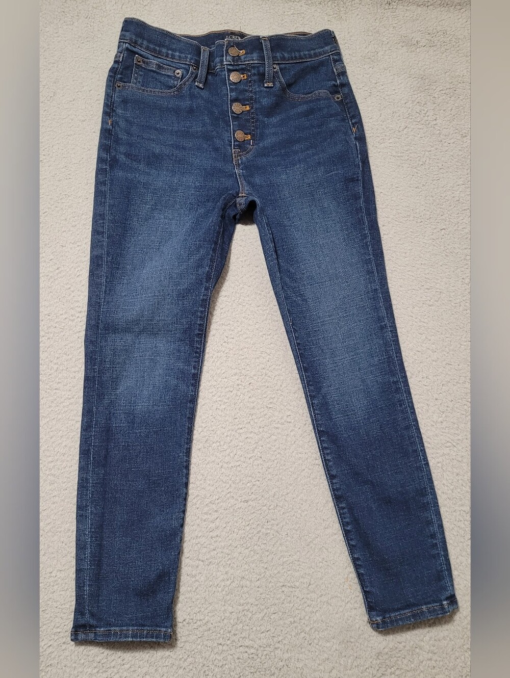 J.CREW Women's High Rise Skinny Jeans Button Fly Stretch Blue Denim 27P